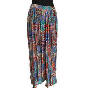 Vintage Graphic Bright Print Howard Wolf Palazzo flowy wide leg Pant size 12 90s